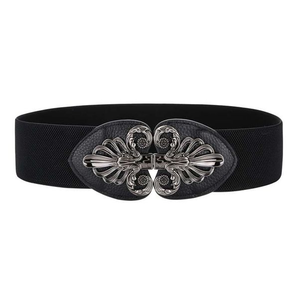 

belts wide hasp waist belt elastic genuine leather waistbands for women cowhide cummerbunds vintage female dress metal alloy, Black;brown