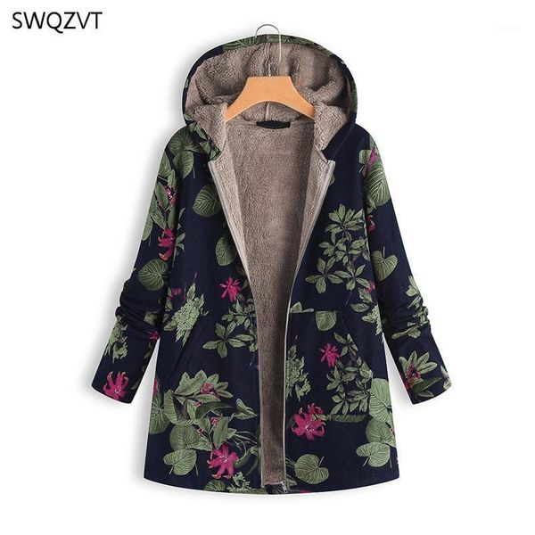 

swqzvt long women winter coat jacket fashion print cotton padded warm women clothes fashion coat 20201, Black