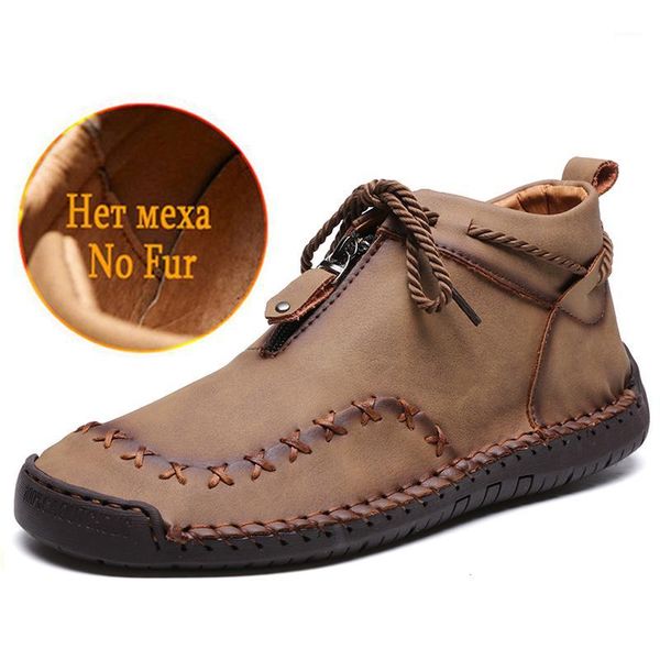

outdoor 2020 winter men boots men leather waterproof ankle boots retro lace-up man motorcycle footwear plus size 39-481, Black