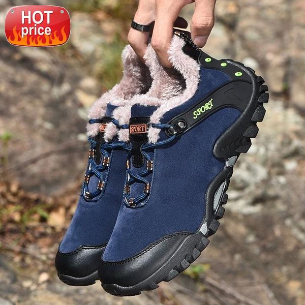 

men's autumn and winter boots shoes fur snow boots men's outdoor non-slip warm casual sports shoes mountain trekking shoes38-46 #g