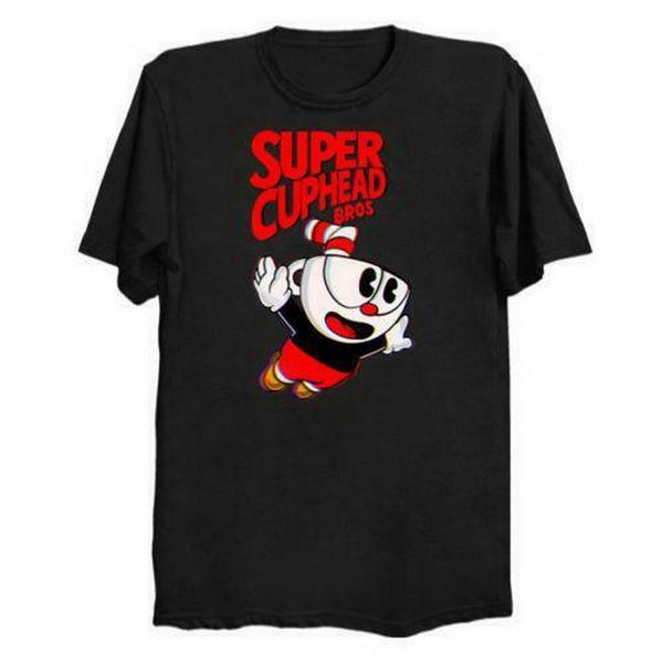 

super cuphead bros men's black t-shirt tees clothing mens t shirt summer o neck wholesale tee shirt sport hooded sweatshirt hoodie