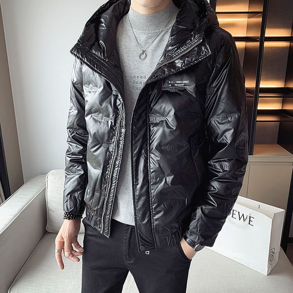 

2021 man winter new hooded men's korean streetwear thicken down jacket clothing male warm fashion coats lnm9, Black