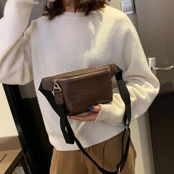 

women bag crocodile multicolor messenger chest bag clutch female pu leather handbag crossbody fashion waist