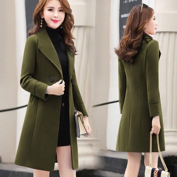 

spring autumn winter 2020 women coat outerwear fashion windbreaker warm woolen blends female elegant double breasted woolen coat1, Black