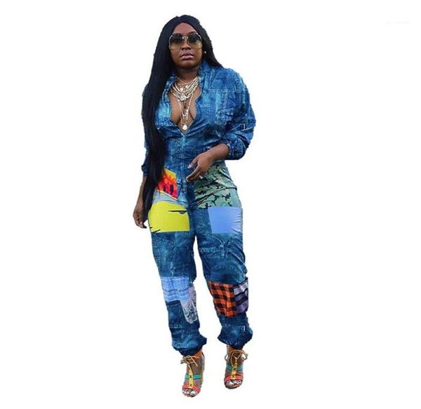 

rompers casual v neck jeans panelled jumpsuits fashion contrast color designer womens cloothing floral print womens, Black;white