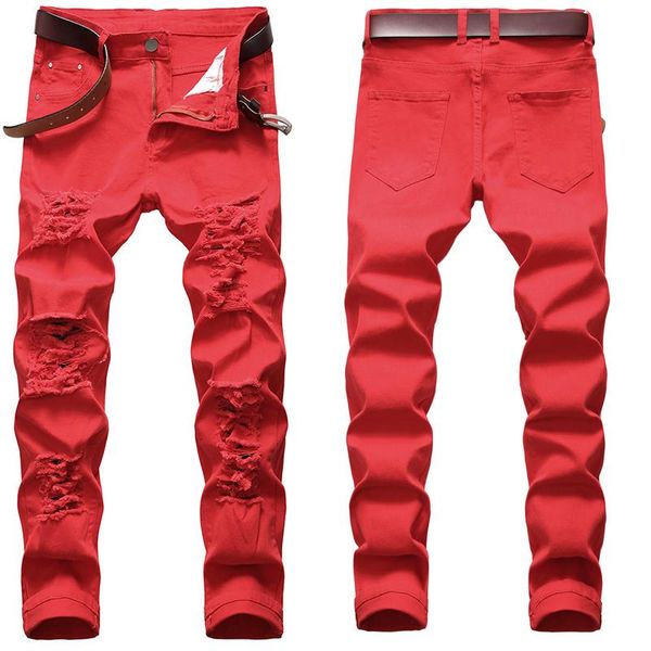 

retro nostalgic personality begging g design brand large size trend trousers new men's jeans denim straight, Blue