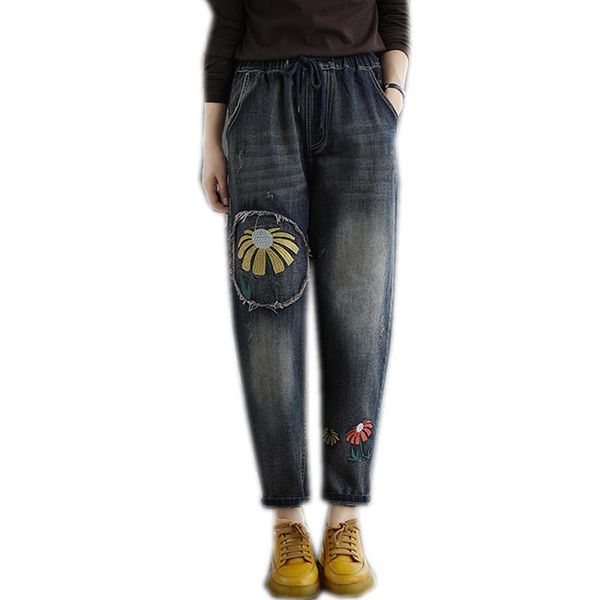 

women's jeans womens denim pants trousers bottoms pockets big loose large oversized baggy jogger pathes straight casual a10231317, Blue