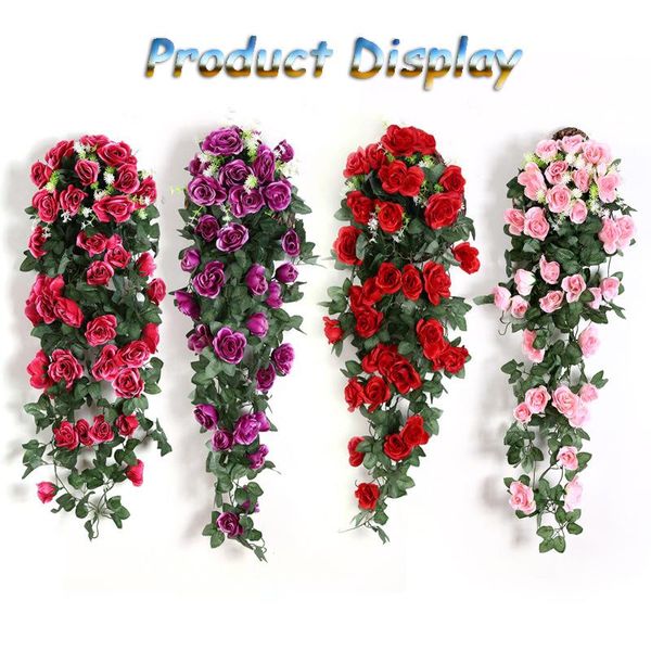 

techome new home artificial rose flower decoration wall hanging simulation plants colorful rose diy room imitation flower vine