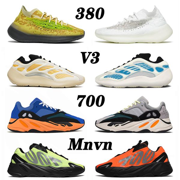 

2021 new arrival kyanite kanye west 700 safflower bright blue running shoes phosphor orange calcite glow 380 men women sneakers trainers, White;red