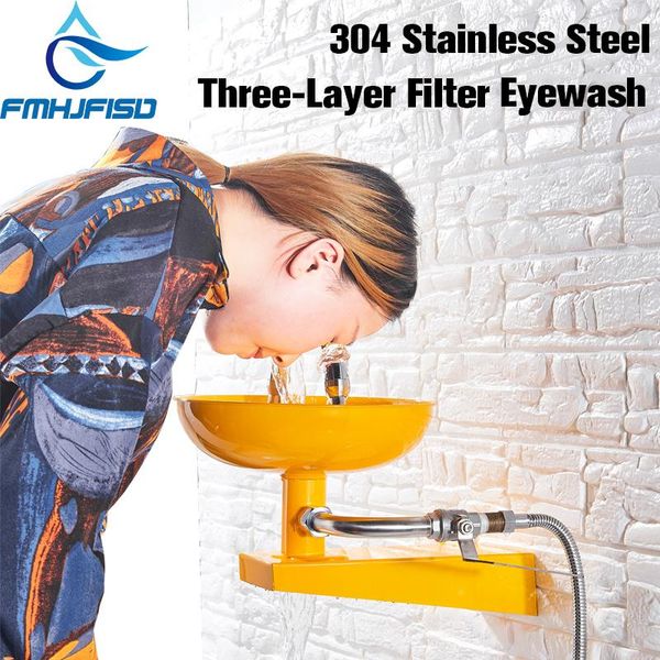 

fmhjfisd 304 stainless steel emergency wall mounted eyewash station double mouth y
