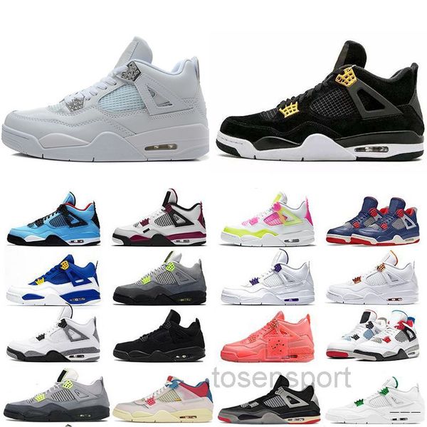 

jumpman 4 basketballs shoes 4s fire red union sail neon metallic purple mens trainers sneakers sports size 40-47 6u-q, Black