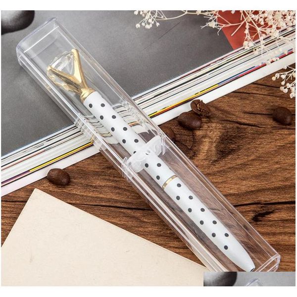 

new design gift pen box crystal transparent acrylic pencil cases pen packaging box display stand rack school office supplies aw3ng
