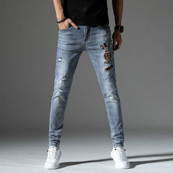

rock revival jeans man shopping streetwear pants italy brand painted men jean famous, Blue