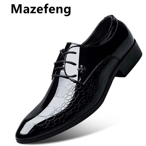 

mazefeng мужские платья обуви змеиной кожи зерна мужчины свадебная обувь оксфорд lace-up костюм офиса мужская повседневная обувь luxury ital, Black