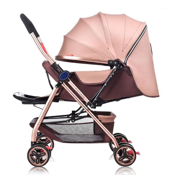 

strollers# ultra light four-wheel baby cart folding bidirectional push handle can sit lie born carriage portable stroller pram 0~3y1
