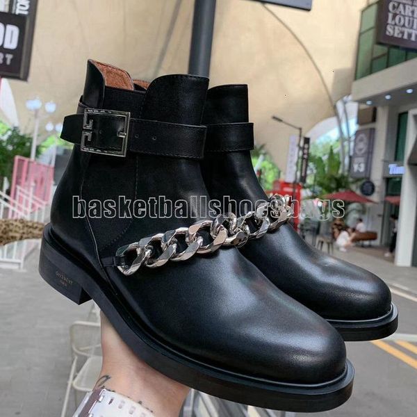 

азиатские корейских цепи обувь мода сапоги мартин сапоги досуг, слип-доказательство и износоустойчиво овчина внутренняя аппаратный декоратив, Black