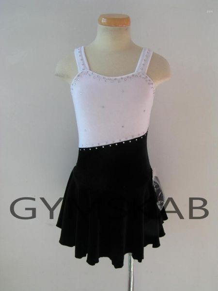 

2018 graceful figure skating dress women's girl's customized ice skating dress sleeveless gymnastics costume 60091, Black;red