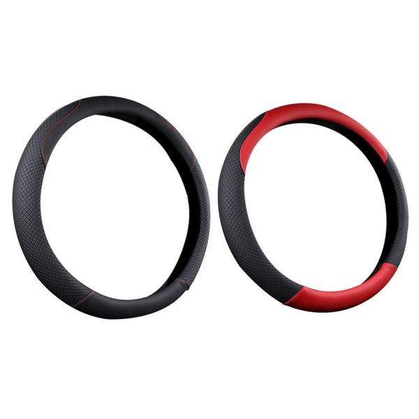 

comfort 15 inch 38cm car steering wheel cover durable microfiber leather heat wear cold resistant black or red