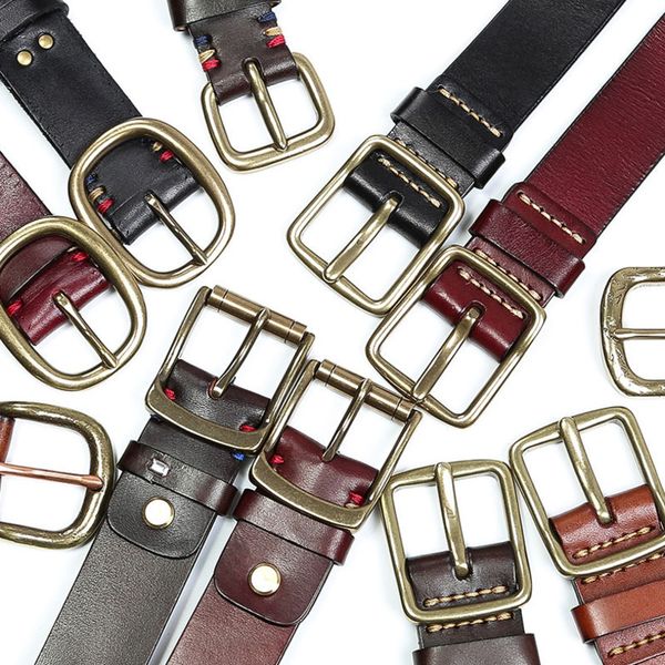 

luxury genuine leather belt men vintage leather belts men's jeans strap black color wide strapping waistband brown thong 201110, Black;brown