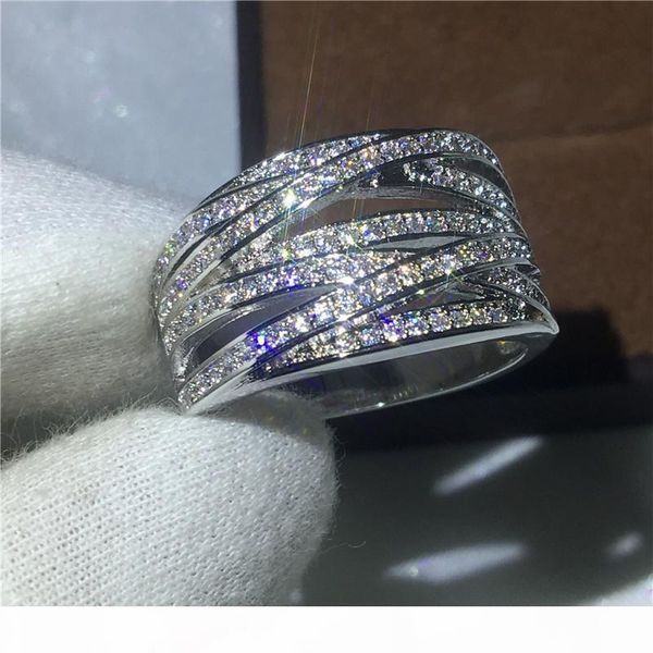 

Luxury Women Fashion jewelry Diamonique Cz White Gold Filled Cross Engagement wedding band ring for women men Gift