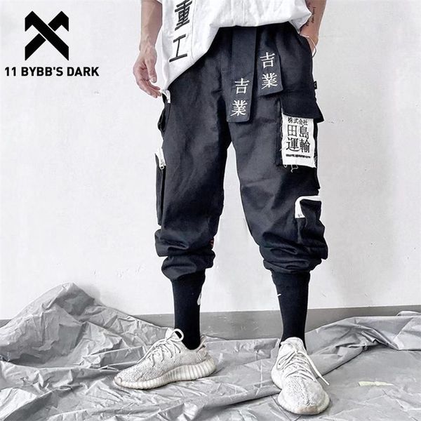 11 BYBB's Dark Multi Bolsos Hip Hop Calças de Carga Homens Harajuku Streetwear Sweardpants Canhões Elásticos Cintura Calças Harem Pants 201116