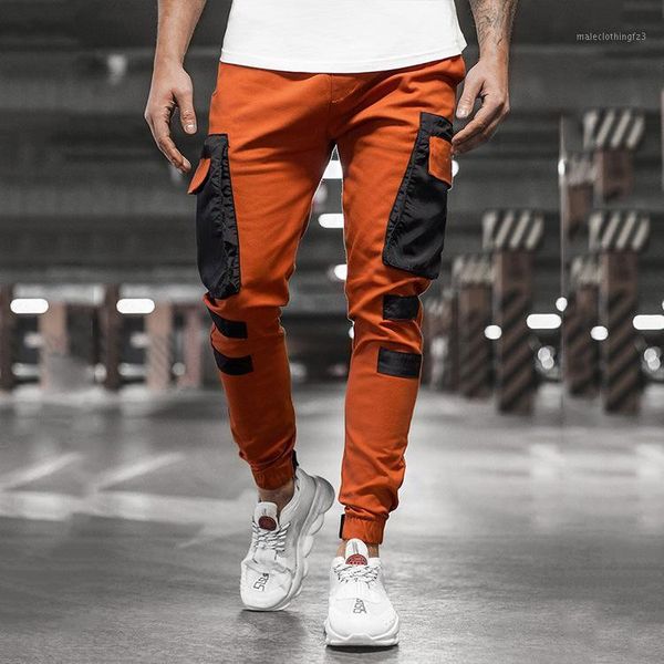 

men's pants 2021 men's sports street hip-hop cargo fashion stitching trousers mens casual multi pocket jogger men1, Black