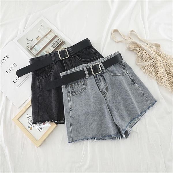 

высокая талия горячие джинсовые шорты 2020 лето рваной кисточка шорты корейского streetwear sexy коротких джинсы ковбой стиль, White;black