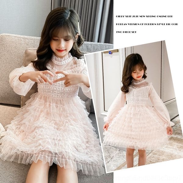 

aslzv spring2020 cotton princess dress and autumn new mesh cake skirt fashionable children girls dress korean style princess tzbnq, Black;gray