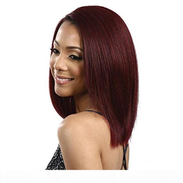 

burgundy 99j brazilian bob wig full lace human hair wigs 130 density pre plucked bleached knots with baby hair for black women, Black;brown