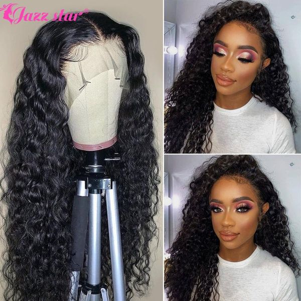 

brazilian deep wave human hair wig t part lace wig lace front human hair wigs for women front non-remy jazz star, Black;brown