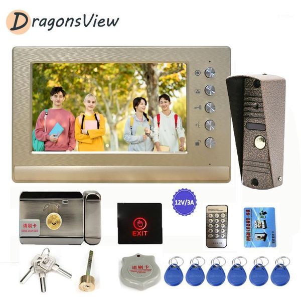 

video door phones dragonsview intercom with lock 7 inch monitor 800tvl ip65 doorbell camera phone entry system support unlock1