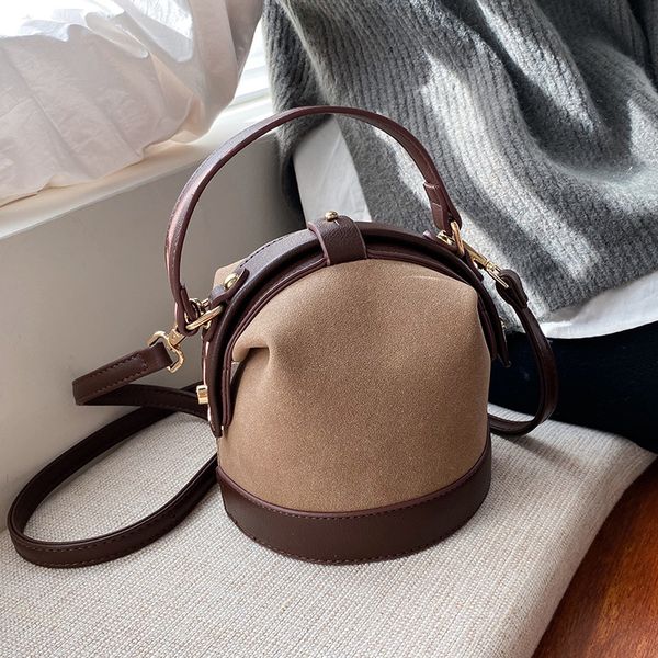 

fashion vintage women bag bucket shape tote bag 2020 new ladies matte leather designer handbag travel shoulder crossbody