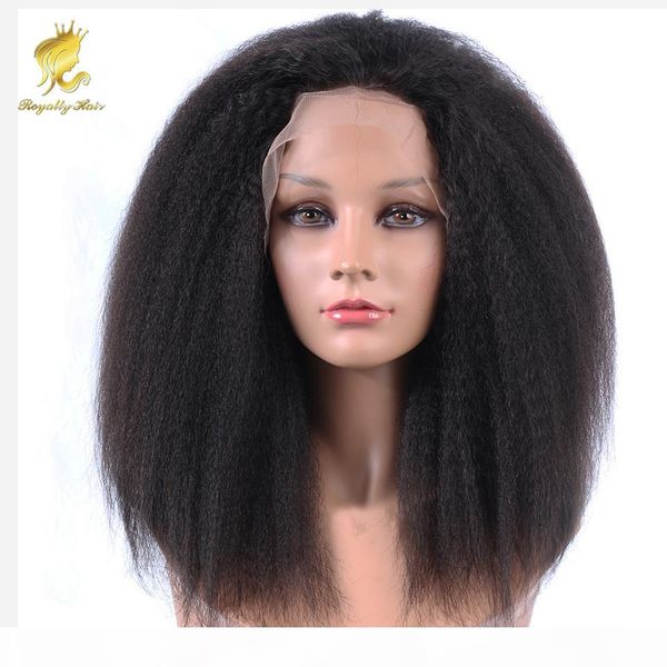

150% density glueless full lace human hair wigs kinky straight brazilian human front lace wigs with baby hair for black woman, Black;brown