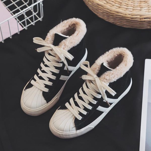 

cotton shoes female new women's boots winter plus velvet cotton shoes thick-soled warm snow women's boots, Black