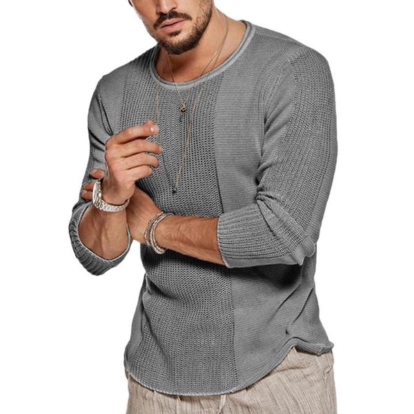 

knitted sweaters autumn men hollow casual men clothing o neck long sleeve knit sweater khaki grey clothes pullovers top, White;black