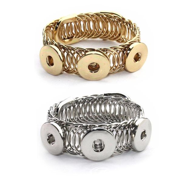 

charm bracelets fashion metal 108 vintage elastic 12mm 18mm snap button bracelet bangle interchangeable jewelry for women men gift, Golden;silver