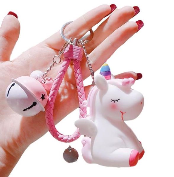 

2021 zb55 fashion new european and american cartoon cute unicorn doll key chain pendant lady bag key chain small gift, Slivery;golden
