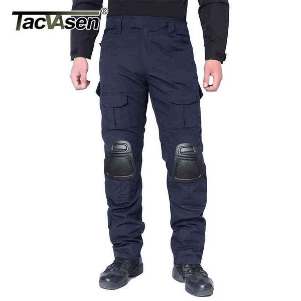 TACVASEN Pantaloni tattici da combattimento solidi con ginocchiere Pantaloni da allenamento softair da uomo Solider Pantaloni militari CS Paintball H1223