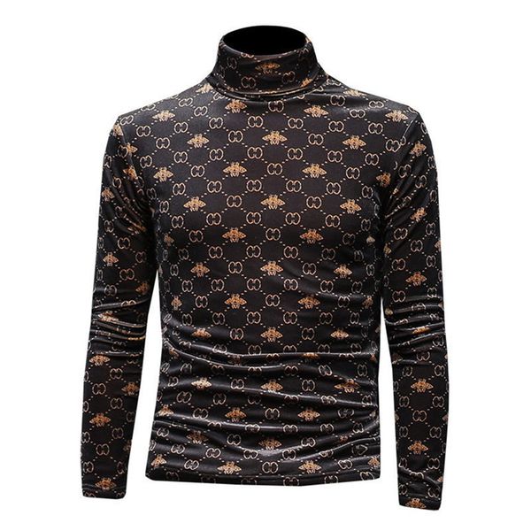 

casual new designers t shirts mens men's t-shirt bottoming plus color thick long-sleeved slim velvet 2020 shirt high-neck shirt pvukk