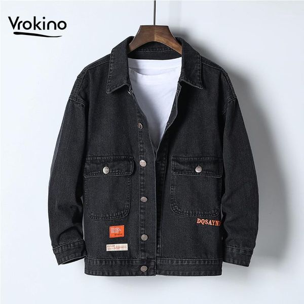 

large size 4xl 5xl 6xl denim jacket 2019 fashion autumn and winter new black denim jacket hip hop men's clothing1, Black;brown
