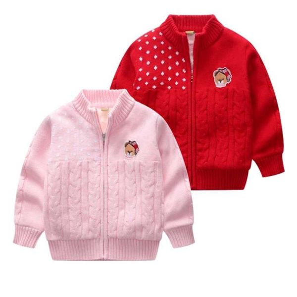 

knitted girls' cashmere coat autumn new cotton children's sweater with zipper, Blue