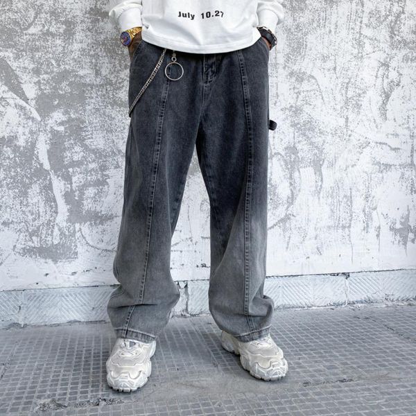 

men's jeans 2021 autumn winter slim solid color hip hop cargo relaxed casual personality youth wear, Blue