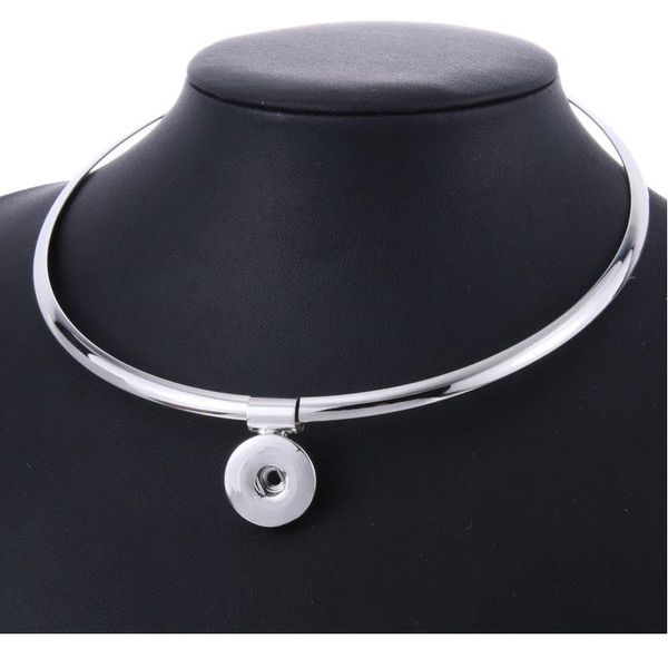 

elasticity adjustable crystal choker snap jewelry women's classic torques fit 18mm snap button necklaces & pendants diy bbywkg, Silver