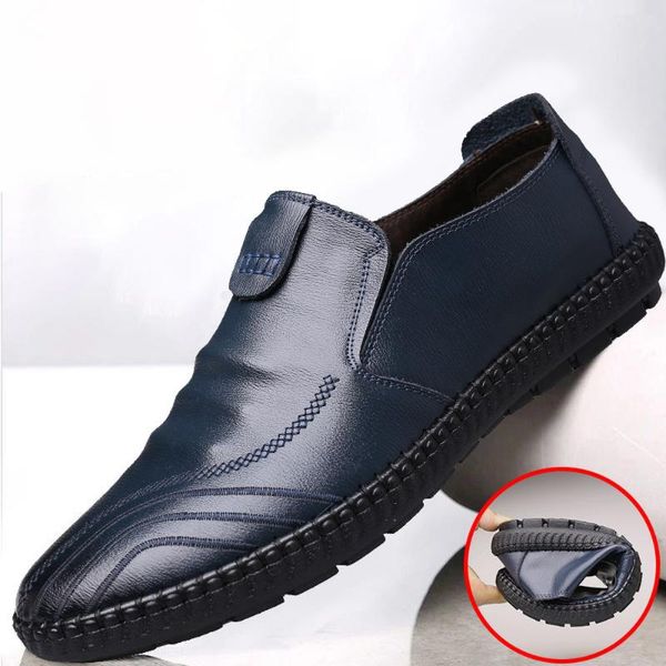 

original rh men shoes leather beanie shoes driving lazy men south korea version men's slacker round-toed, Black