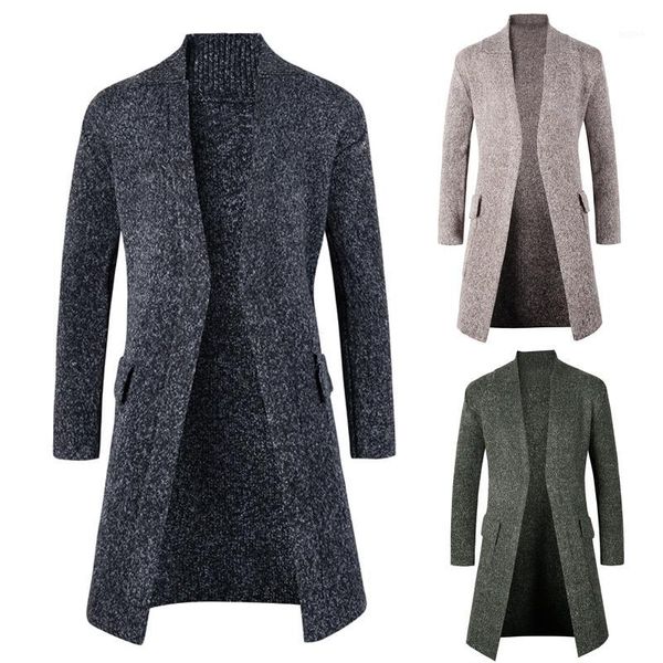 

2019 spring and autumn new fashion long-term main push in the long trench coat men's sweater cardigan sweater cloak coat1, White;black