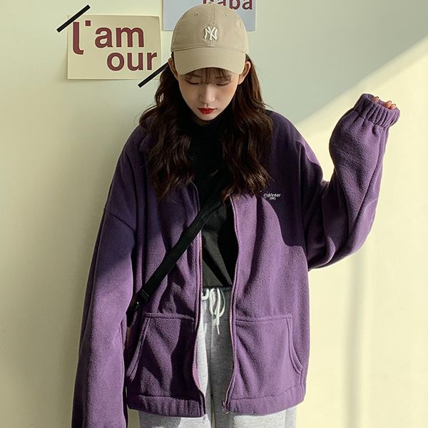 

hoodies women zip-up turn-down collar printed pocket long sleeve korean style new trendy casual bf ulzzang harajuku womens daily, Black