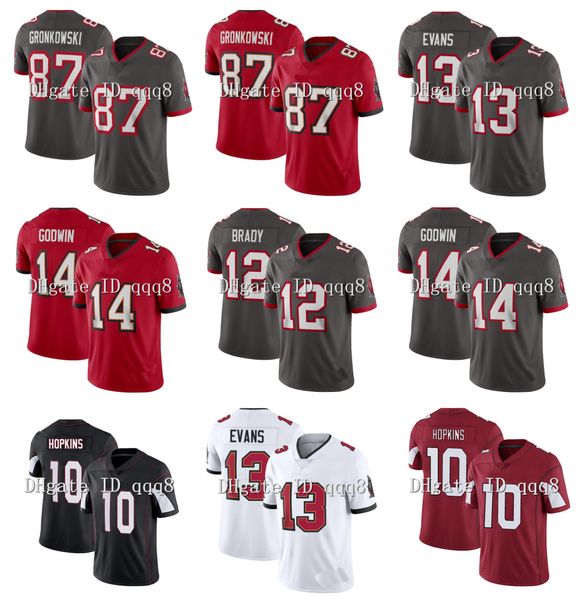 

ncaa 12 tom brady jersey 87 rob gronkowski 14 chris godwin 10 deandre hopkins 45 devin white 13 mike evans football jersey, Black