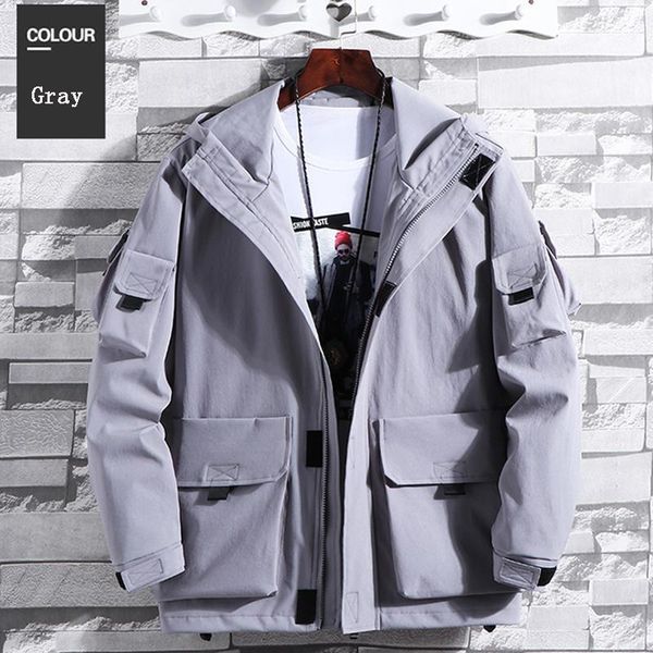 

4xl plus size men casual jacket coat solid color many pockets tooling jacket mens fashion style hooded for autumn winter1, Black;brown