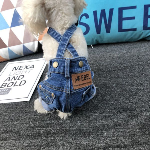 Denim Vestiti per cani Jeans Pet Cani Abbigliamento per cani di piccola taglia Costume Chihuahua Vestiti per cani Cappotto Giacca Cucciolo Pet Tuta 2266v