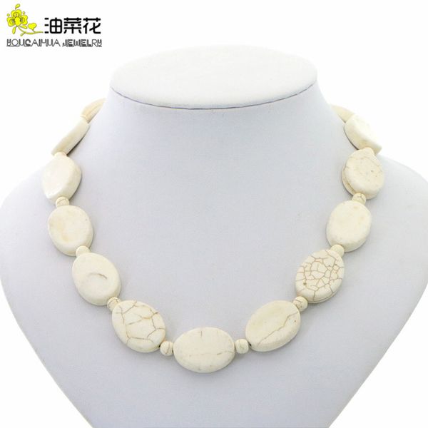 

fashion charm natural stone white turquoises 12 style necklace clavicle chain woman girl jewelry wedding christmas gift make design 18inch, Golden;silver
